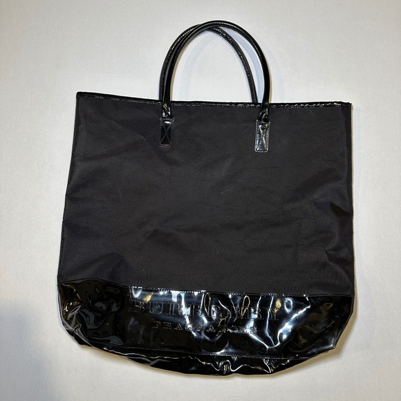 Burberry Fragrances Black Tote Bag Patent Leather Shopper Reusable Travel - Picture 1 of 6